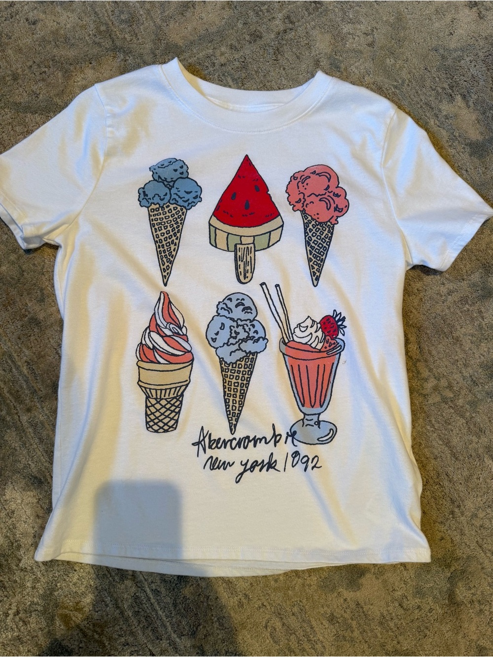 abercrombie kids White Ice Cream & Watermelon Graphic Tee